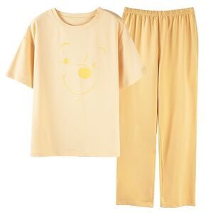 100% Cotton Women's Pajama Set Short Sleeve Pullover Top Sleepwear Loungewear